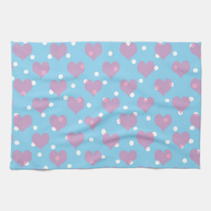 Linge De Cuisine Coeurs roses et pois blancs