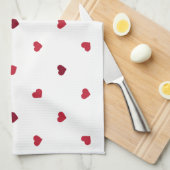 Linge De Cuisine Coeurs rouges (Quart Plié)