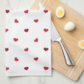 Linge De Cuisine Coeurs rouges (Quart Plié)