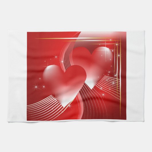 Linge De Cuisine Coeurs rouges (Horizontal)