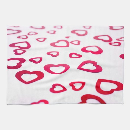 Linge De Cuisine Coeurs rouges (Horizontal)