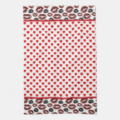 Linge De Cuisine Coeurs Rouges Et Baisers (Vertical)