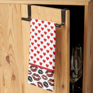 Linge De Cuisine Coeurs Rouges Et Baisers