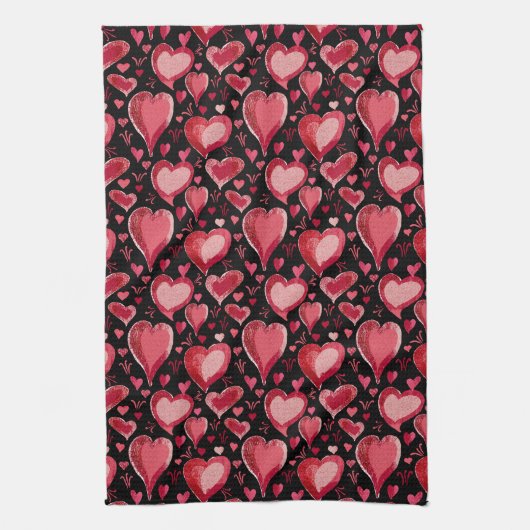 Linge De Cuisine Coeurs rouges Motif artistique Saint Valentin`s Da (Vertical)