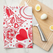 Linge De Cuisine Coeurs rouges pour la Saint-Valentin (Quart Plié)