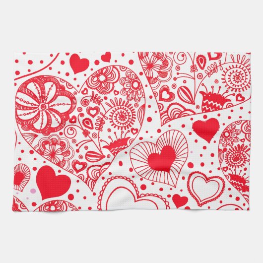 Linge De Cuisine Coeurs rouges pour la Saint-Valentin (Horizontal)