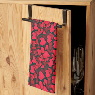 Linge De Cuisine Cœurs rouges sur valentine noir