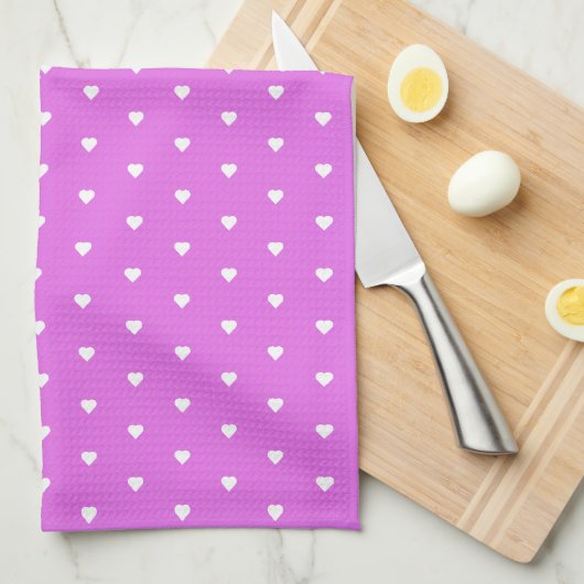 Linge De Cuisine Cœurs violets (Quart Plié)