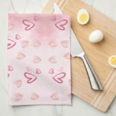 Linge De Cuisine Coeurs Whimsical Rose (Quart Plié)