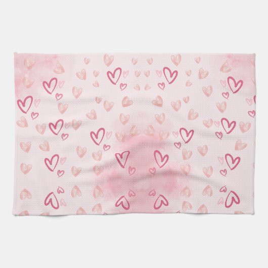 Linge De Cuisine Coeurs Whimsical Rose (Horizontal)