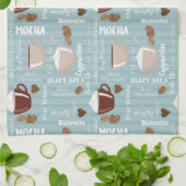 Linge De Cuisine Coffee Cups Blue Vertical Lines Caffeine Grains (Plié)