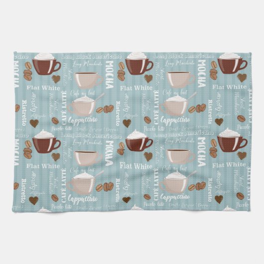 Linge De Cuisine Coffee Cups Blue Vertical Lines Caffeine Grains (Horizontal)
