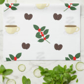 Linge De Cuisine Coffee Pattern with Beans, Cups, and Coffee trees (Plié)