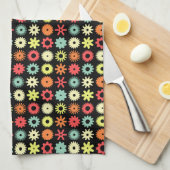 Linge De Cuisine Cogs - Couleurs 04 - sur Noir (Quart Plié)