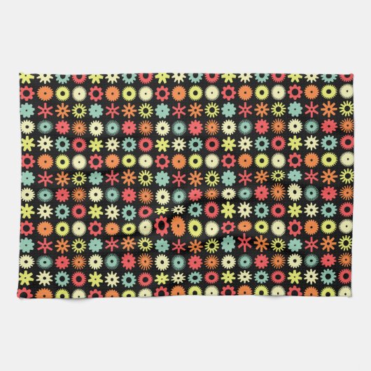 Linge De Cuisine Cogs - Couleurs 04 - sur Noir (Horizontal)