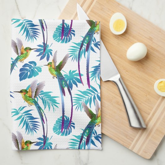 Linge De Cuisine Colibri à queue longue tropicale (Quart Plié)