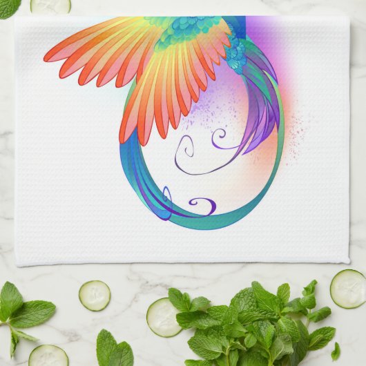 Linge De Cuisine Colibri arc-en-ciel avec symbole Infinity (Plié)