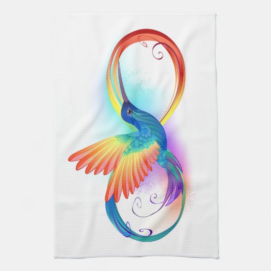 Linge De Cuisine Colibri arc-en-ciel avec symbole Infinity (Vertical)