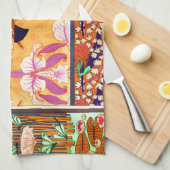 Linge De Cuisine Colibri Art nouveau et fleur d'orchidée (Quart Plié)