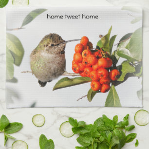 Linge De Cuisine Colibri d'Anna adorable sur le buisson de baies