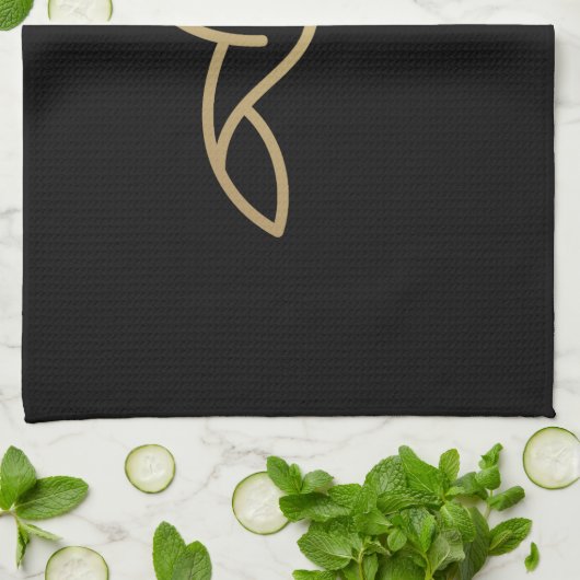 Linge De Cuisine Colibri en style Monoline - Or en noir (Plié)