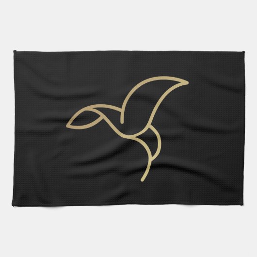 Linge De Cuisine Colibri en style Monoline - Or en noir (Horizontal)
