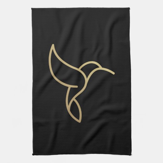 Linge De Cuisine Colibri en style Monoline - Or en noir (Vertical)