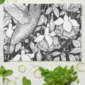 Linge De Cuisine Colibri et fuchsia (Plié)