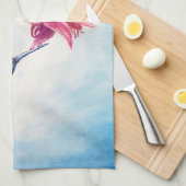 Linge De Cuisine Colibri, fuschia, fleurs, (Quart Plié)