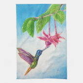 Linge De Cuisine Colibri, fuschia, fleurs, (Vertical)