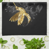 Linge De Cuisine Colibri noir et or (Plié)