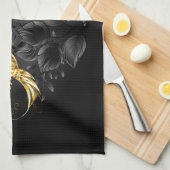 Linge De Cuisine Colibri noir et or (Quart Plié)