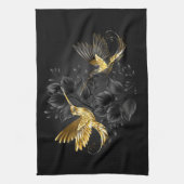 Linge De Cuisine Colibri noir et or (Vertical)