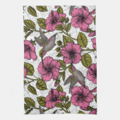 Linge De Cuisine Colibris et fleurs d'hibiscus roses (Vertical)
