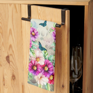 Linge De Cuisine Colibris floraux tropicaux dynamiques