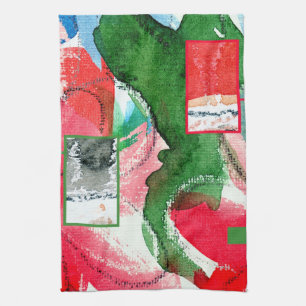 Linge De Cuisine collage d'art abstrait, médias mélangés et