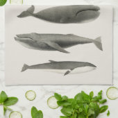 Linge De Cuisine Collage d'art de baleines vintage (Plié)