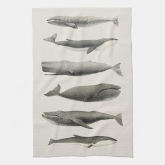 Linge De Cuisine Collage d'art de baleines vintage