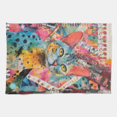 Linge De Cuisine Collage de chat en papier mixte coloré (Horizontal)