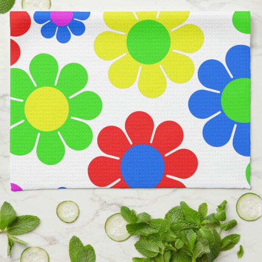 Linge De Cuisine Collage de fleur de hippie (Plié)