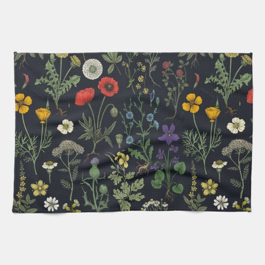 Linge De Cuisine Collage de fleurs sauvages (Horizontal)