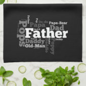 Linge De Cuisine Collage de mots père noir et blanc (Plié)