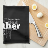 Linge De Cuisine Collage de mots père noir et blanc (Quart Plié)