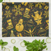 Linge De Cuisine Collage de Noël métallique (Plié)