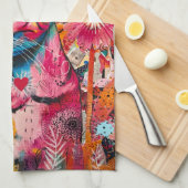 Linge De Cuisine Collage de papier mixte chat mixte (Quart Plié)