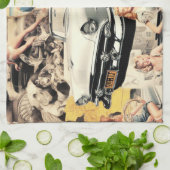 Linge De Cuisine Collage Des Filles Rétro Des Années 1950 (Plié)