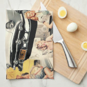 Linge De Cuisine Collage Des Filles Rétro Des Années 1950 (Quart Plié)