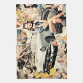 Linge De Cuisine Collage Des Filles Rétro Des Années 1950 (Vertical)