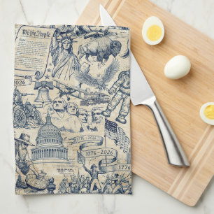 Linge De Cuisine Collage d'histoire américaine vintage USA 250 ID13