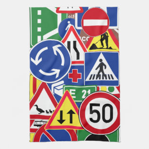 Linge De Cuisine Collage européen de signalisation